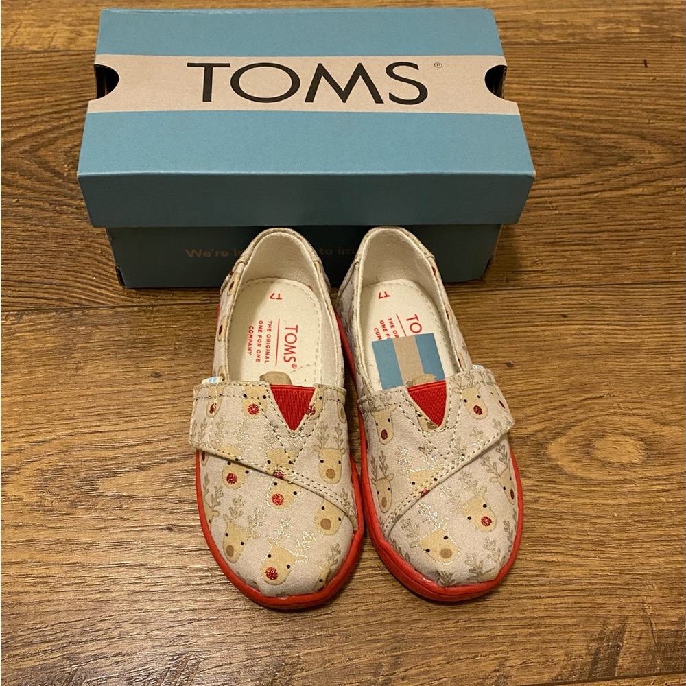 TOMS Kids Sneakers - Reindeer Cream and Red Delight